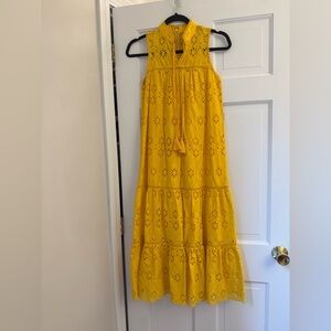 Kate Spade Sunflower Yellow Eyelet Midi Dress